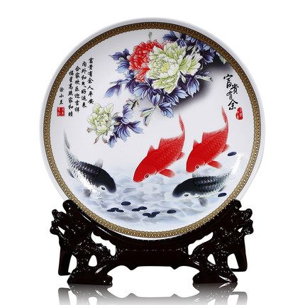 Jingdezhen ceramics fish hanging plate decoration business gifts Jahrriesnge porcelain of plate cna0015