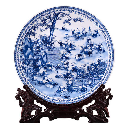 Jingdezhen Ceramic Hanging Plate Decoration Baizi Figure Jahrriesnge porcelain of n/a cna0020