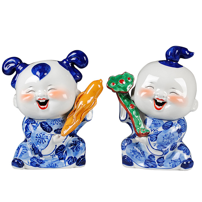 Wedding gift blue and white porcelain doll home Jahrriesnge porcelain of children cna0035