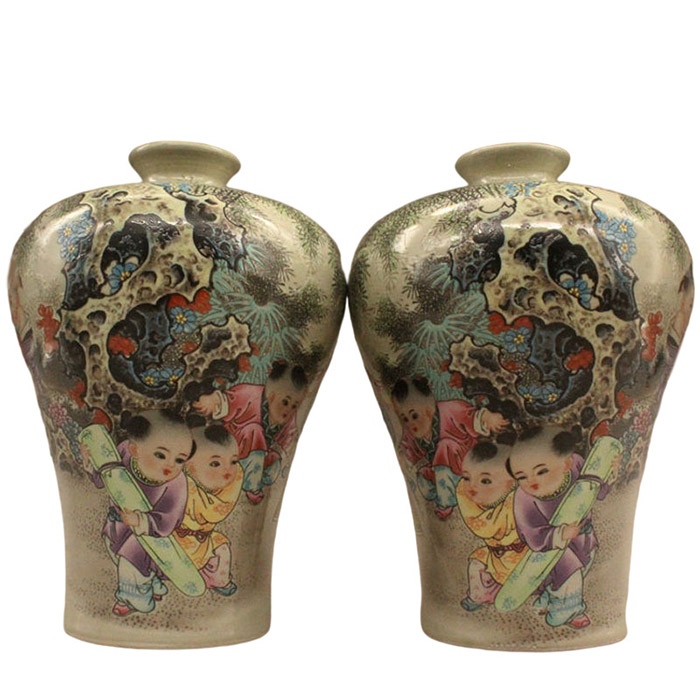 One pair chinese tongzhi reign qing dynasty famille rose ceramic vases Jahrriesnge porcelain of vase cna0124