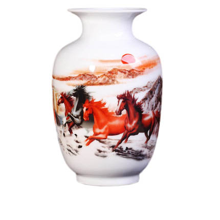 Sun and horses winter melon shaped ceramic small vase home decoration Jahrriesnge porcelain of vase cna0156