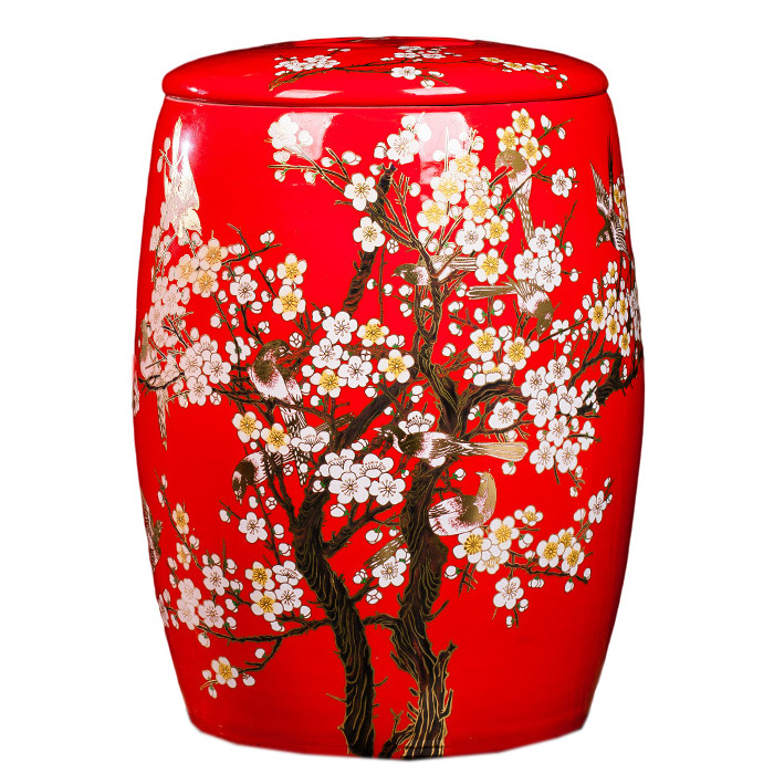 Sealed red ceramic storage jar pots with cover and moisture proof Jahrriesnge porcelain of vase cna0161