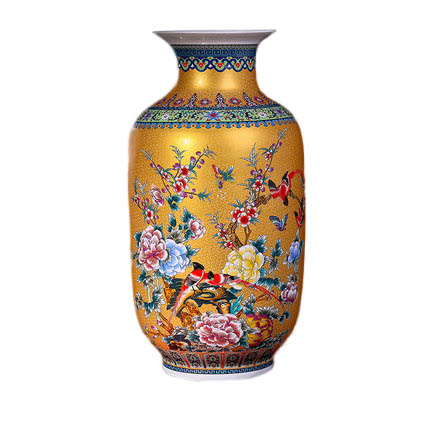 Decorative golden winter melon shape ceramic large vase Jahrriesnge porcelain of golden vase cna0172