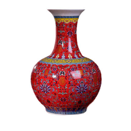 Enamel red ornamental ceramic big vase Jahrriesnge porcelain of golden vase cna0181