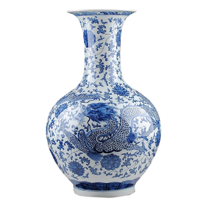 Blue and white underglaze colorful dragon ceramic flower vase ornament Jahrriesnge porcelain of vase cna0195