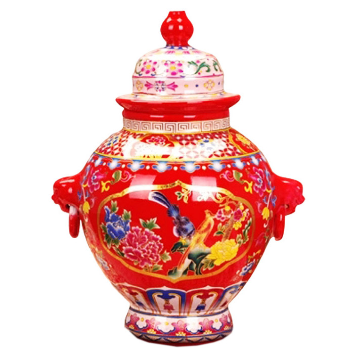 Chinese red enamel storage ceramic jars for kitchen and decorations Jahrriesnge porcelain of vase cna0214