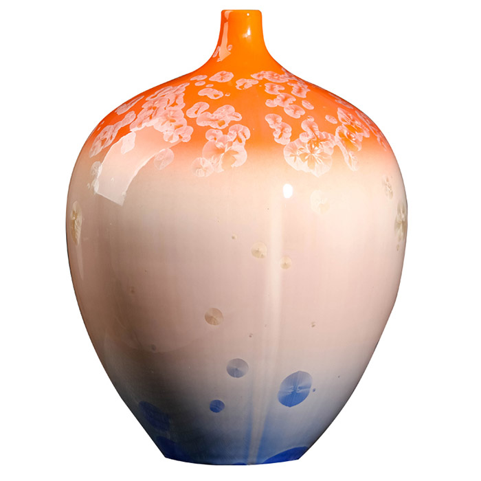 Chinese crystal glazed orange to blue water drop ceramic vase home Jahrriesnge porcelain of kiln change Jun porcelain vase cna0229