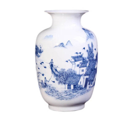 Winter melon shape Jiangnan water village ceramic small vase Jahrriesnge porcelain of modern stylish simplicity cna0303
