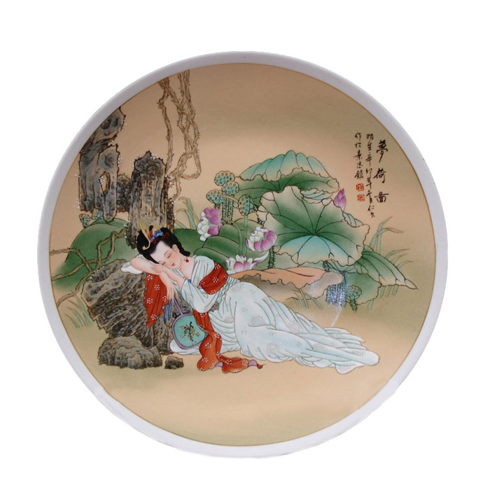 Jingdezhen hand painted pastel beauty figure ceramic plate ornament Jahrriesnge porcelain of hand drawn mini vase cna0310