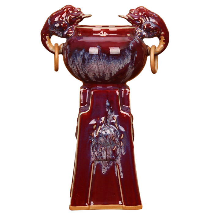 Jun porcelain official kiln red double eared golden toad ceramic vase Jahrriesnge porcelain of hand drawn mini vase cna0326