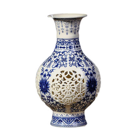 Hollow blue and white lantern shape ceramic vase flower arrangement Jahrriesnge porcelain of hollow out vase cna0403