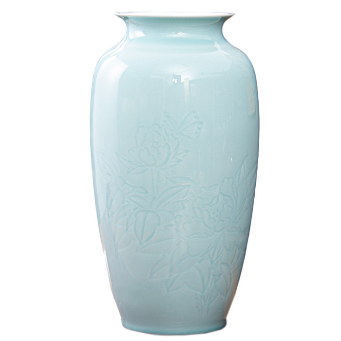 Designer hand painted thin tire mint green chinese porcelain vase Jahrriesnge porcelain of guan kiln crack glaze vase cna0422