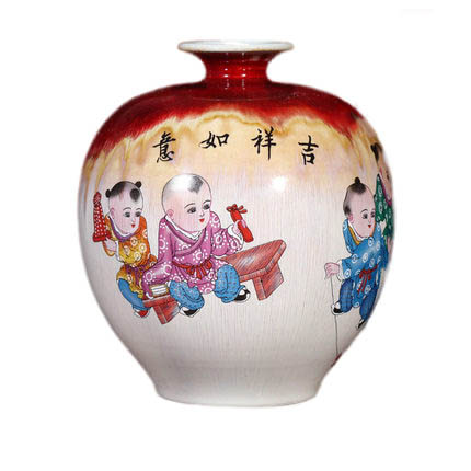 Jingdezhen kiln cracked glaze pomegranate shaped children ceramic vase Jahrriesnge porcelain of kiln change cracked glaze pomegranate flower vase cna0440