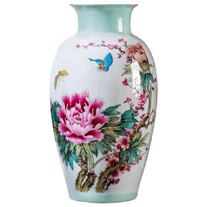 Designer hand-painted chinese ceramic vase with butterfly and flower Jahrriesnge porcelain of vase cna0449