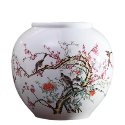 Jingdezhen plum blossom and magpie pattern ceramic vase crafts Jahrriesnge porcelain of one hundred children vase cna0457
