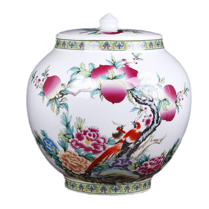 Peach and Bird Ceramic Vase with Lid for Flower Arrangement Home Jahrriesnge porcelain of one hundred children vase cna0464