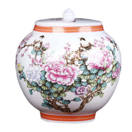 Peony flower and bird with lid ceramic vase flower arrangement home Jahrriesnge porcelain of one hundred children vase cna0467