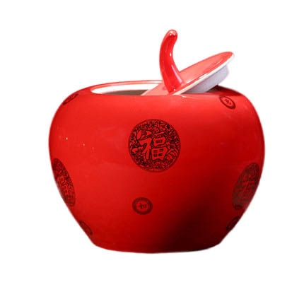 Apple shape red lucky ceramic storage jar Jahrriesnge porcelain of red apple storage tank cna0477