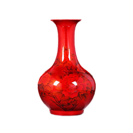 warm red glazed ceramic vase flower arrangement Jahrriesnge porcelain of flowers vase cna0501