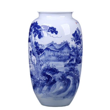 Master hand-painted winter melon shaped blue and white porcelain vase Jahrriesnge porcelain of white and blue vase cna0543