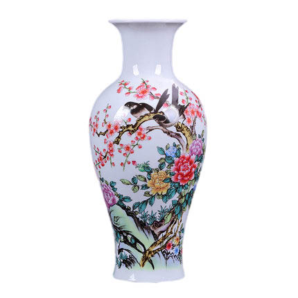 Overglaze baked flowers fishtail shape ceramic vase Jahrriesnge porcelain of glaze vase cna0582