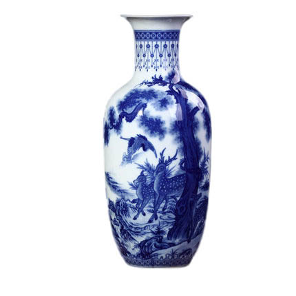 Jingdezhen In-glaze Two Deer Pattern Winter Melon Shaped Ceramic Vase Jahrriesnge porcelain of glaze vase cna0600