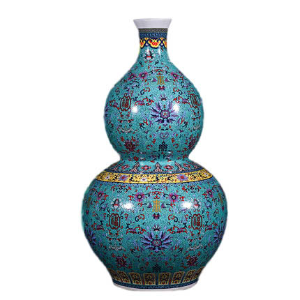 Mint enamel gourd shape ceramic vase on the ground Jahrriesnge porcelain of enamel colorful vase cna0626