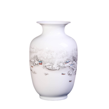 Winter melon shaped ceramic vase with snow scene Jahrriesnge porcelain of vase cna0631
