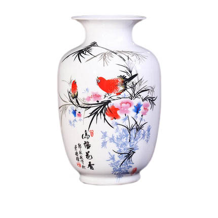 Winter melon shaped ceramic vase with birds and flowers scent Jahrriesnge porcelain of vase cna0643
