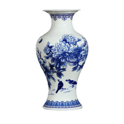 Fishtail shape blue and white peony pattern bone china vase Jahrriesnge porcelain of delicate bone china thin tire vase cna0684