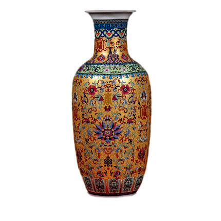 Winter melon shape golden enamel ceramic vase on the ground Jahrriesnge porcelain of colorful enamel vase cna0800