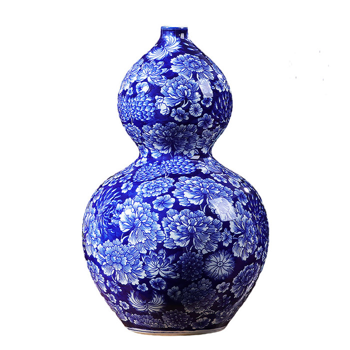 Gourd shape bright blue and white ceramic antique vase for flowers Jahrriesnge porcelain of vase cna0977