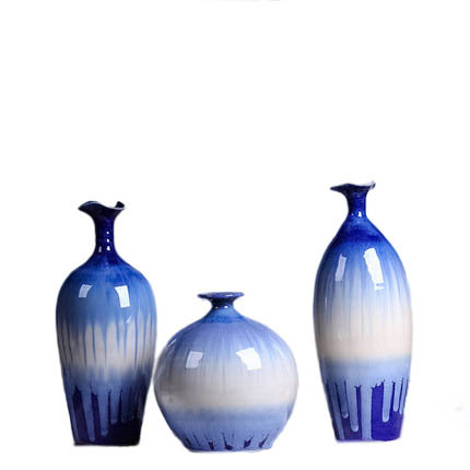 Hand-painted 3 pieces blue and white vases for flowers decorations Jahrriesnge porcelain of kiln drawing vase 3 pcs cna0984