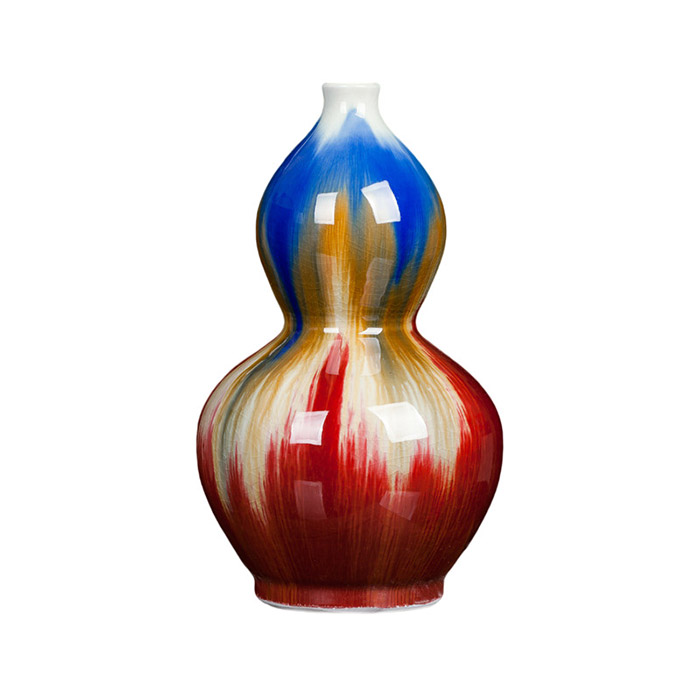 Vintage gourd shape kiln with cracked glaze ceramic vase ornament Jahrriesnge porcelain of peach vase cna0993