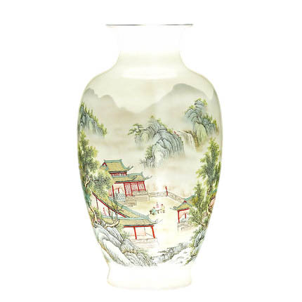 Designer hand-painted landscape painting thin porcelain embryo vase Jahrriesnge porcelain of colorful landscape vase cna1002