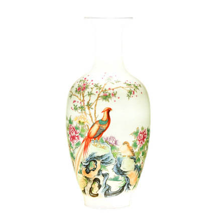 Designer hand-painted golden pheasant thin porcelain embryo vase Jahrriesnge porcelain of colorful landscape vase cna1004