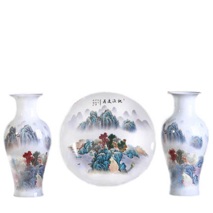 Big mountains and rivers scenery ceramic vases three-piece set made in Jahrriesnge porcelain of vase set 3pcs cna1060