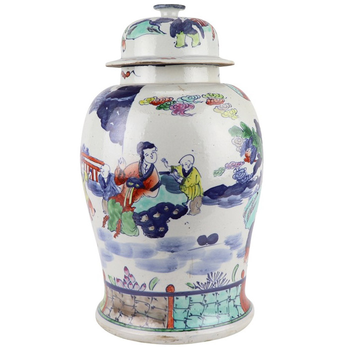 Hand painted colorful children play figure pottery vase and jar Jahrriesnge porcelain of modern vases set 3 pcs cna1073