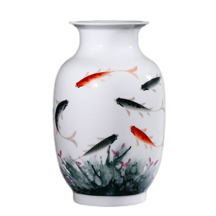 Hand painted pastel fish design ceramic ornament and vase Jahrriesnge porcelain of fish vase cna1122