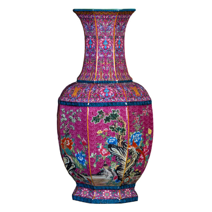 Vintage qing dynasty qian long large red decorative ceramic vases Jahrriesnge porcelain of cna1192