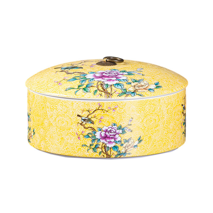 Sealed moisture-proof yellow enamel ceramic storage container Jahrriesnge porcelain of cna1195