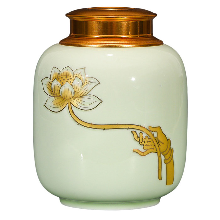 Vintage small sealed moisture-proof green ceramic storage pot ornament Jahrriesnge porcelain of cna1249