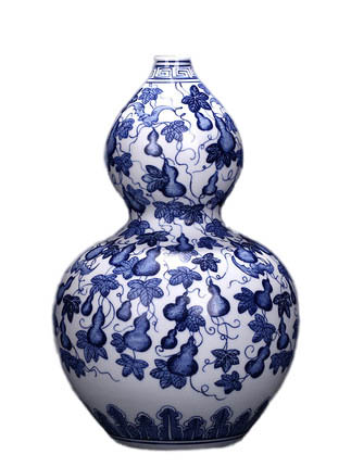 Vintage qing dynasty qian long blue and white ceramics flowers vase Jahrriesnge porcelain of gourd vase cna1291