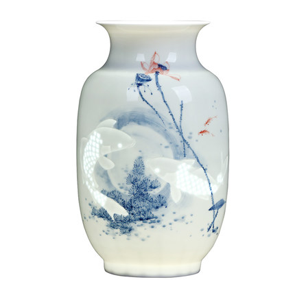 Designer hand-painted fish half-cut mud thin tire ceramic flower vase Jahrriesnge porcelain of lotus flower vase cna1310