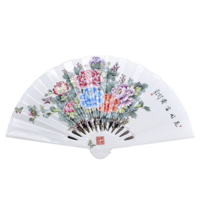 Jingdezhen Chinese style ceramics fan ornament for living room Jahrriesnge porcelain of cna1366