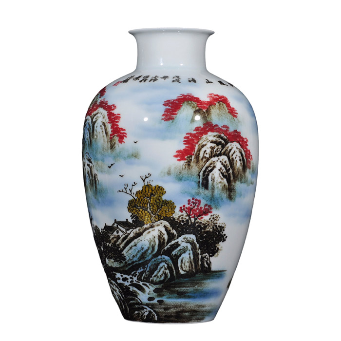 Hand painted pastel porcelain flower and bird thin tire ceramic vase Jahrriesnge porcelain of cna1370