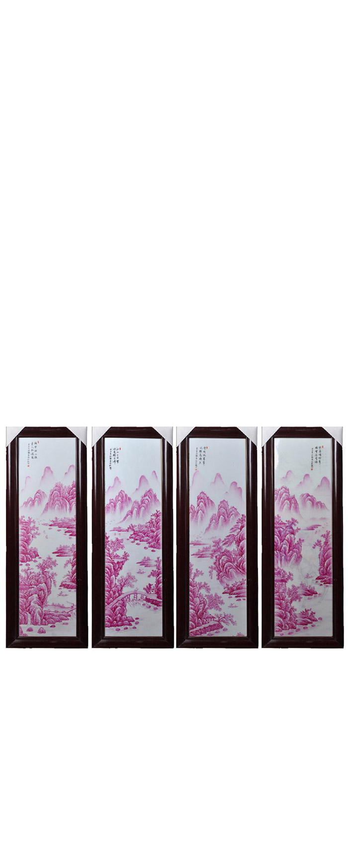 Hand painted pink landscape ceramic wall hanging plates china Jahrriesnge porcelain painting of cna1406