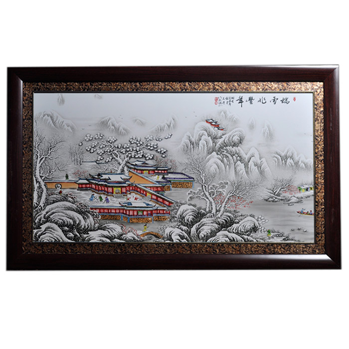 Chinese snow scenery decorative ceramic wall hanging plates Jahrriesnge porcelain painting of cna1418
