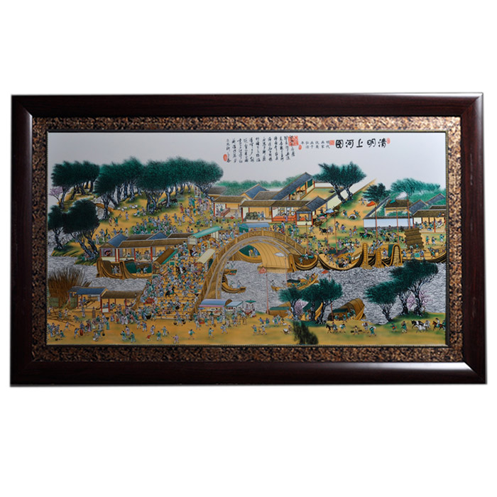 Qingming festival riverside scenery ceramic wall hanging plates china Jahrriesnge porcelain painting of cna1428