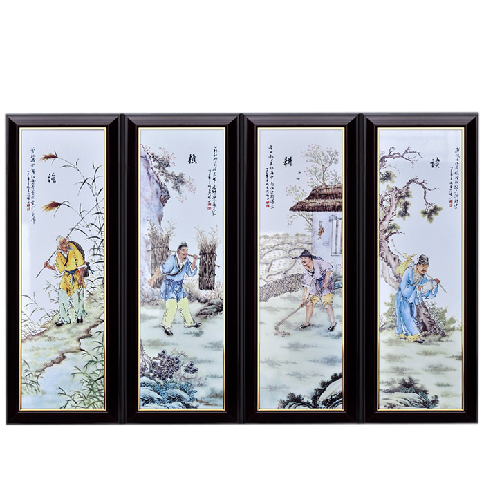Big fishing farming reading and woodcutter ceramic wall hanging plates Jahrriesnge porcelain painting of cna1437